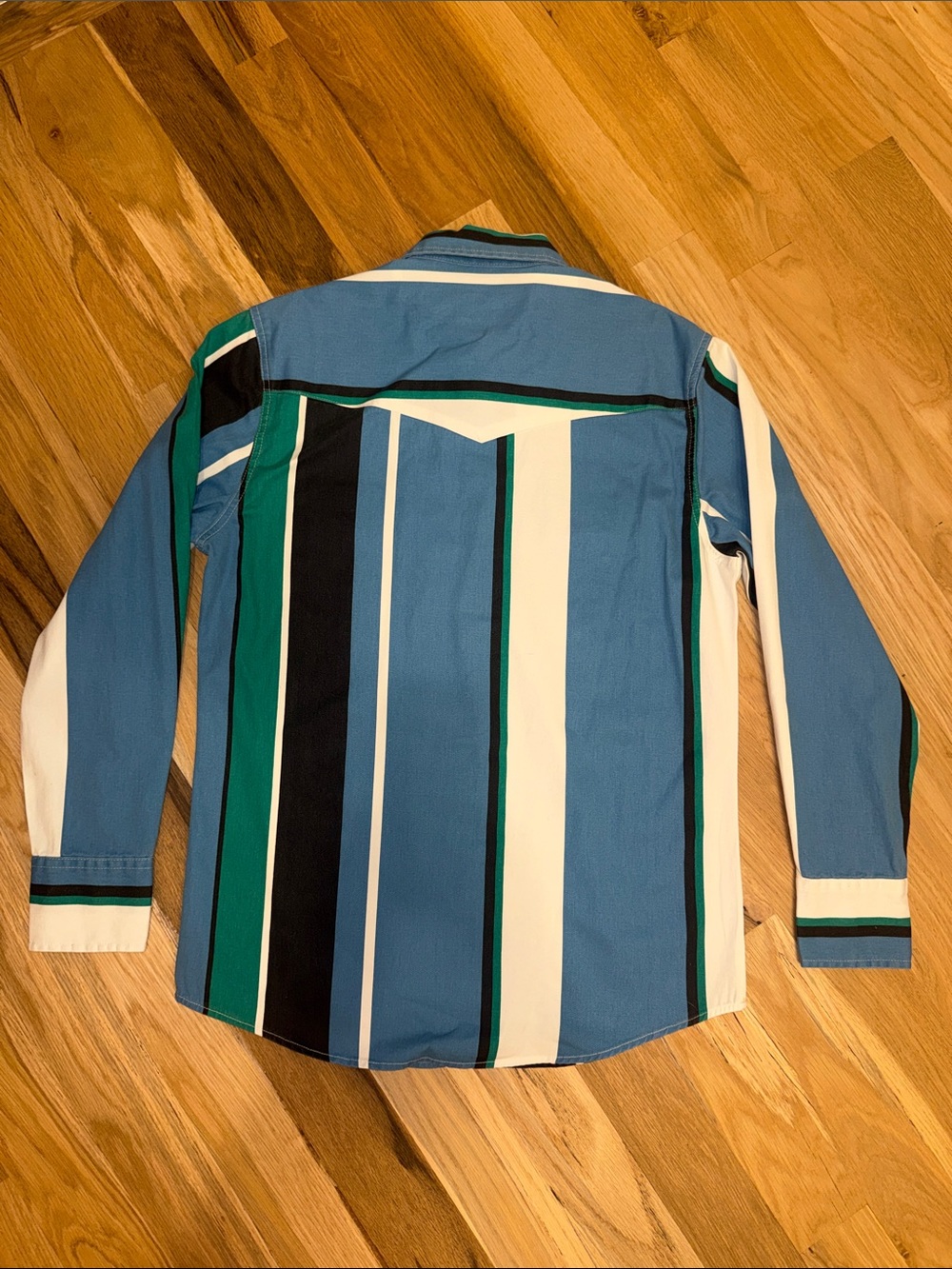 Wrangler Blue Teal Black White Brushpopper Western Shirt *New With Tag* - Picture 2 of 5